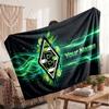 Borussia Mönchengladbach Personalized Fleece Blanket With Football Logo, Custom Name Text Soft Warm Home Throw Blanket