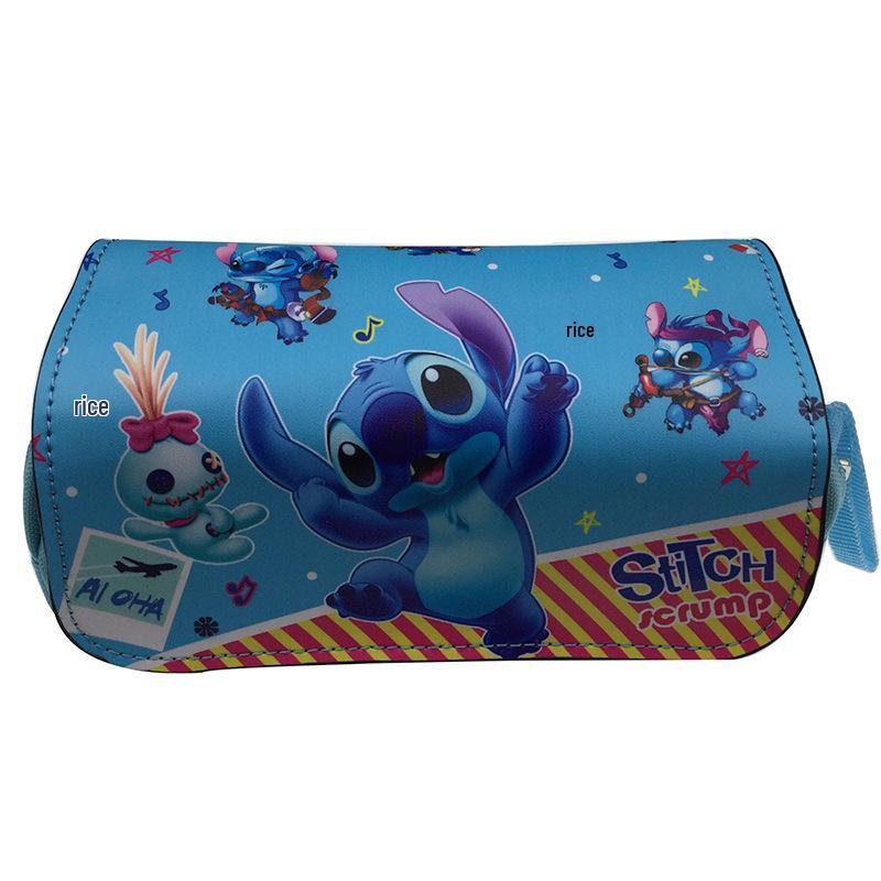 Синий пенал Lilo & Stitch с двойной молнией, большой