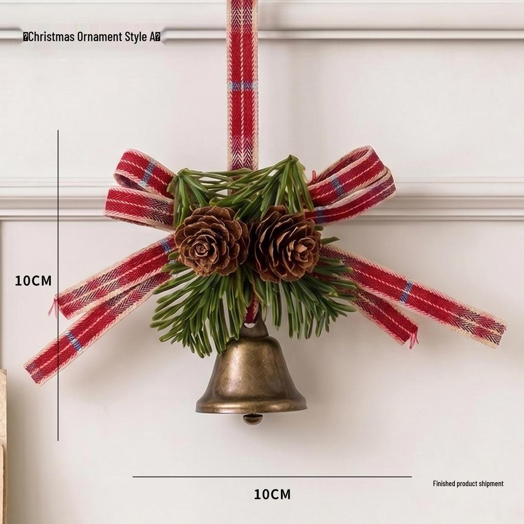 Christmas Wreath with Pine Cones & Bells for Door, Wall, or Window Decoration