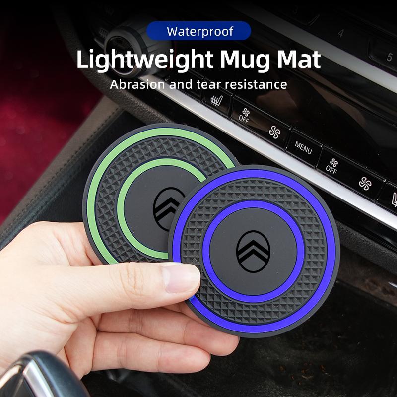 Silicone Double Ring Car Cup Mat Anti-Slip Insert For Citroen C4 C3 C5 C1 C2 C-Elysee Berlingo Picasso Jumpy Cactus Aircross aia256