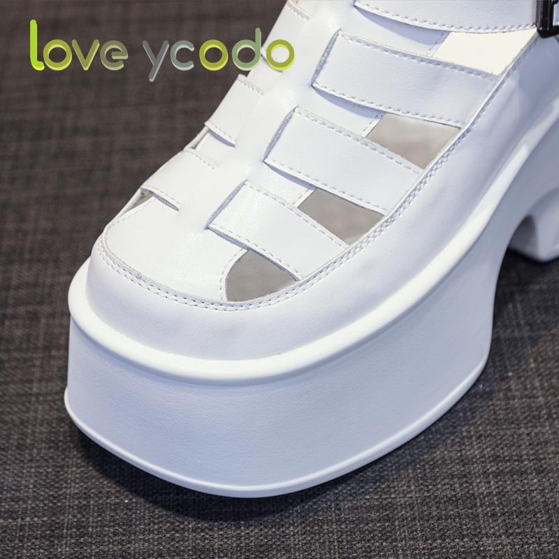 love ycodo Брендовые женские и студенческие летние сандалии из натуральной кожи на толстой подошве