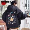 Men's Hooded Down Jacket Short Winter Thick Warm Cotton Jacket Men's Casual Top Astronaut Print All-match Zipper Coats Bread Jacket