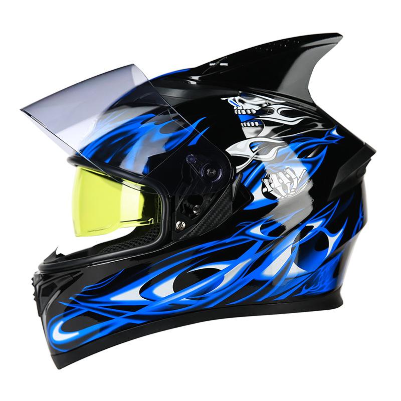 Aishi Men And Women's Electric Motorcycle Helmet Full Helmet Overlay Style Personalized Cool Rider Motorcycle With Bluetooth Horn