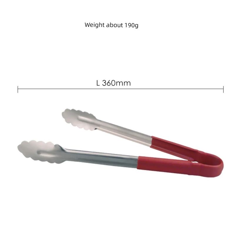 Thickened Stainless Steel Tongs, Bread Tongs, Barbecue Tongs, Rubber-Handled Hanging Food Tongs, 10-12- 14-16inch Plum Blossom Tongs