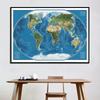 World Map Poster Satellite Imagery Earth Physical Map National Geographic Style Canvas Print Wall Art for Living Room Classroom Decor