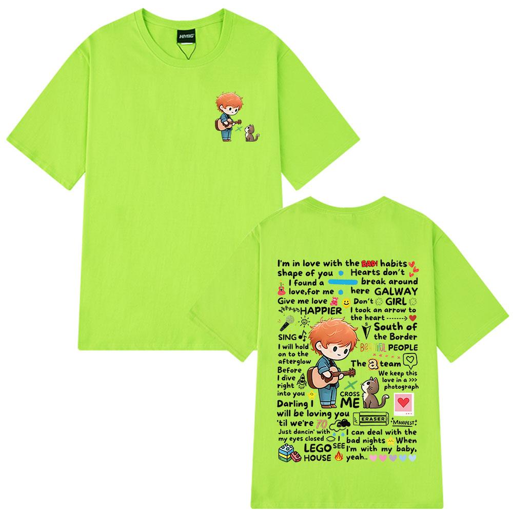 Ed Sheeran European Tour 2025 Graffiti Pattern Print T Shirt Unisex Unisex Cotton Casual Short Sleeve Tshirt Fashion Loose Tshirts