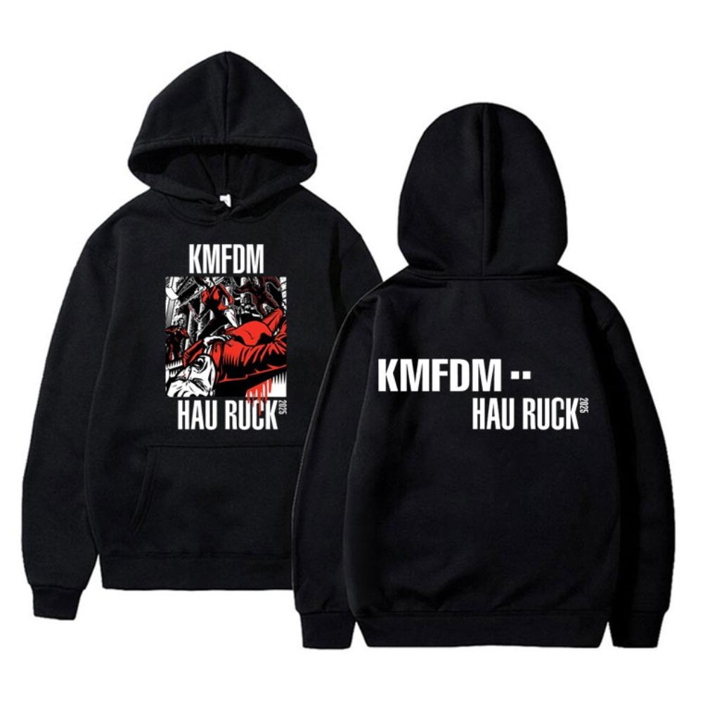 Худи Rock Band Kmfdm Hau Ruck Мужская Женская Одежда Винтажная Готическая Панк Толстовка Мужская Мода Повседневная Оверсайз Уличная Одежда