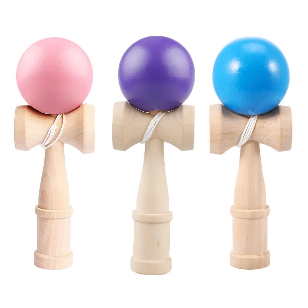 Heculos Kendama (Blue, Purple, Pink) Set of 3 Wooden Kendama for Kendama Classes, Practice, and Competition