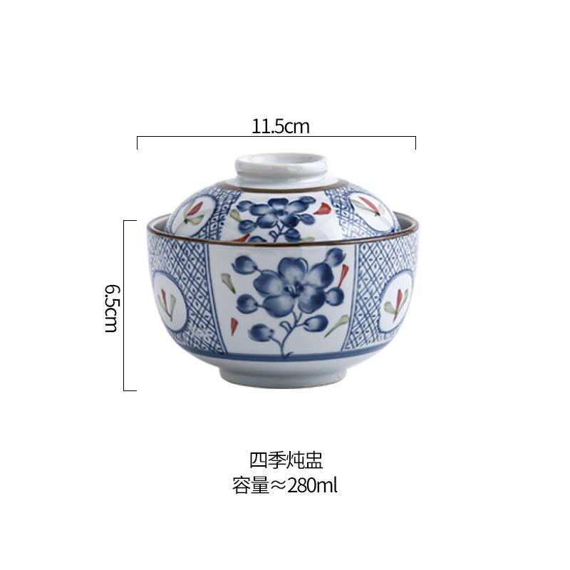 Hand-painted Ceramic Water-proof Stew Pot Small Household Stew Pot with Lid Steamed Egg Bowl Soup Porcelain Pot