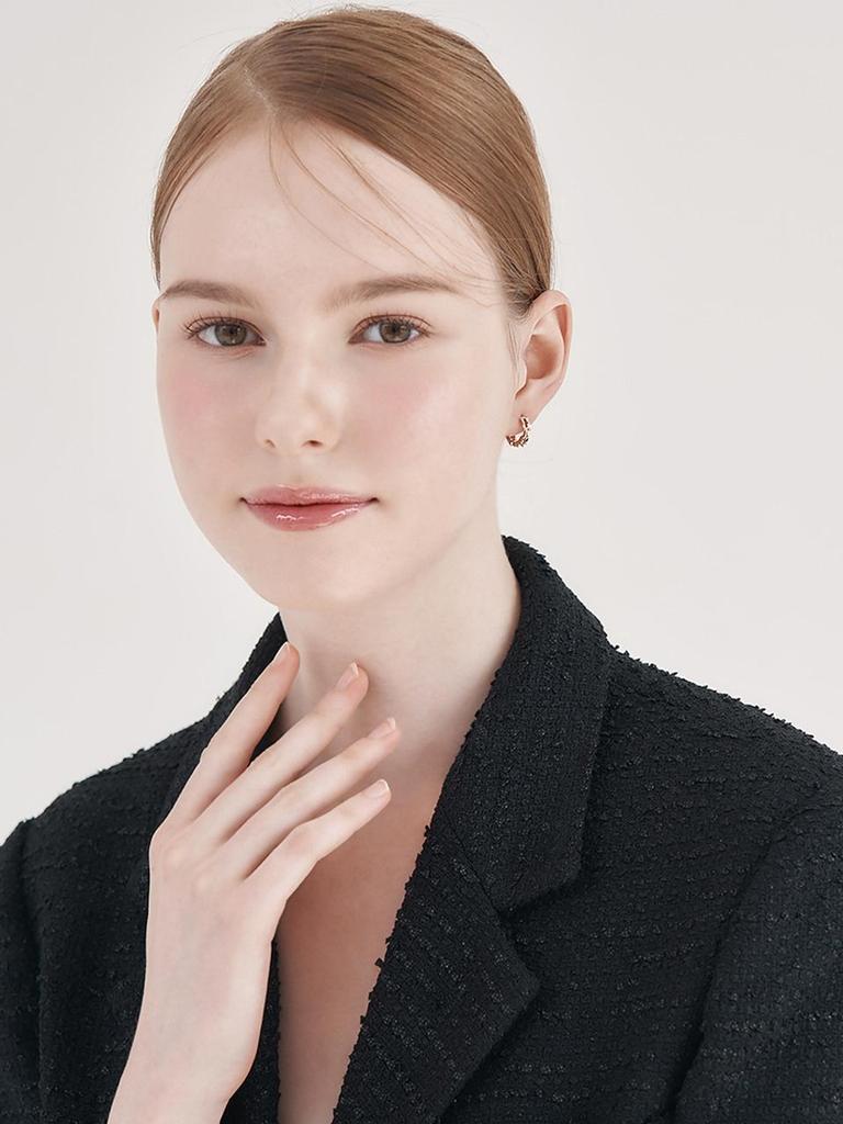 [ELLE Jewelry] 14K Simple Two Square One-Touch Earrings ELGPEE553