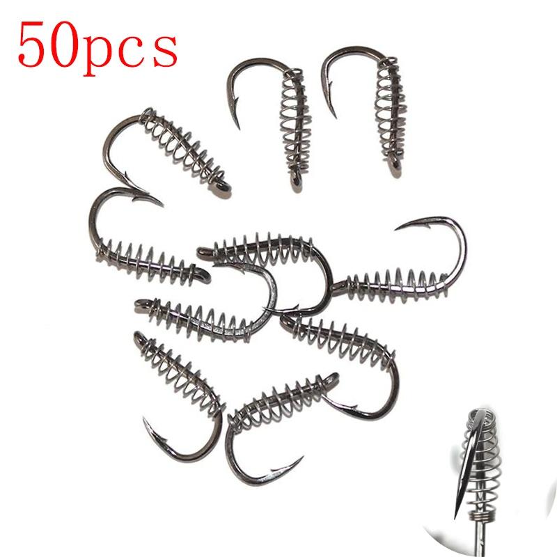 10-60pcs Spring Fishing Hooks Stainless Steel Barbed Swivel Explosion Hooks Jig for Carp Fly Fishing Pesca Fishhooks
