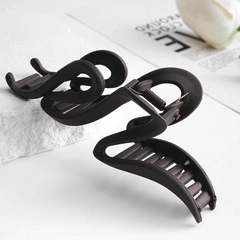 13cm Matte Acrylic Hair Clips for Women Wave Hair Claw Ponytail Holder Girls Hair Accessories Headwear 4 Colors