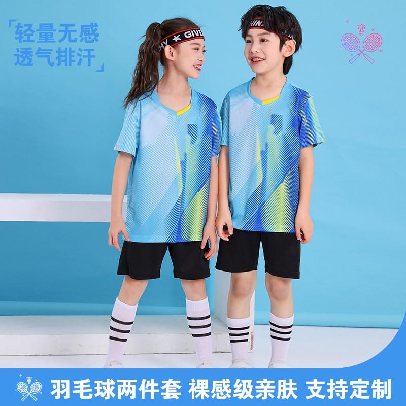 Kids Badminton Shirts Shorts Set Quick Dry Breathable Training Match Sports Wear