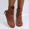 Women's Elastic Ankle Boots, Solid Color Round Toe Side Zipper Boots, Comfortable Flat Boots