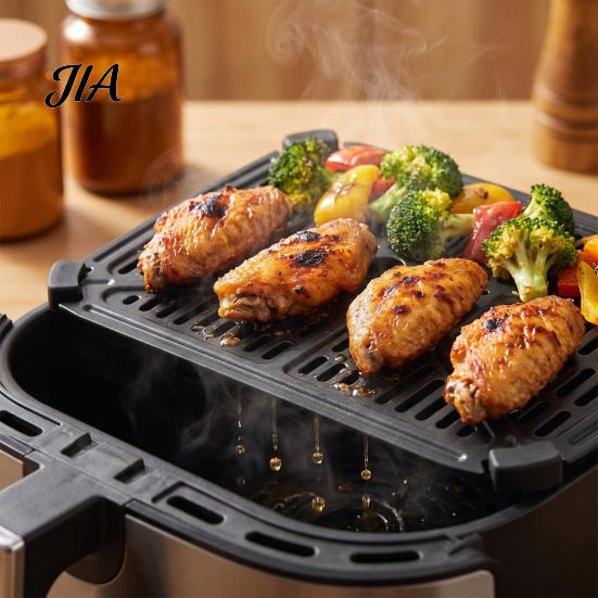 Air Fryer Grill Insert Rack Replacement for Holstein Housewares Dual Basket 4.4QT, Carbon Kitchen Cooking Gadgets Steel Non-Stick Crisper Plate