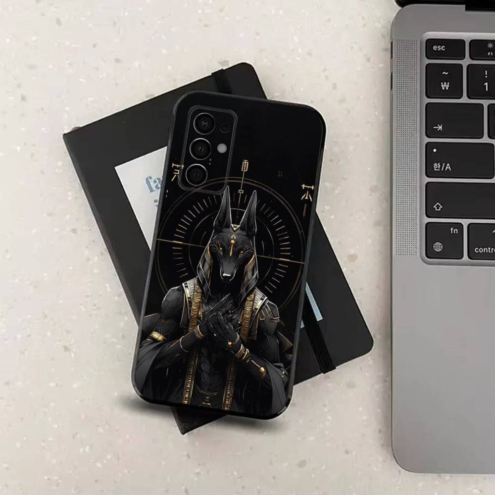 Чехол Anubis Египетский Бог для Samsung Galaxy A73,52,71,53,32,72,41,J7,22,Note,31,8,9, Мягкий Черный Силиконовый Чехол