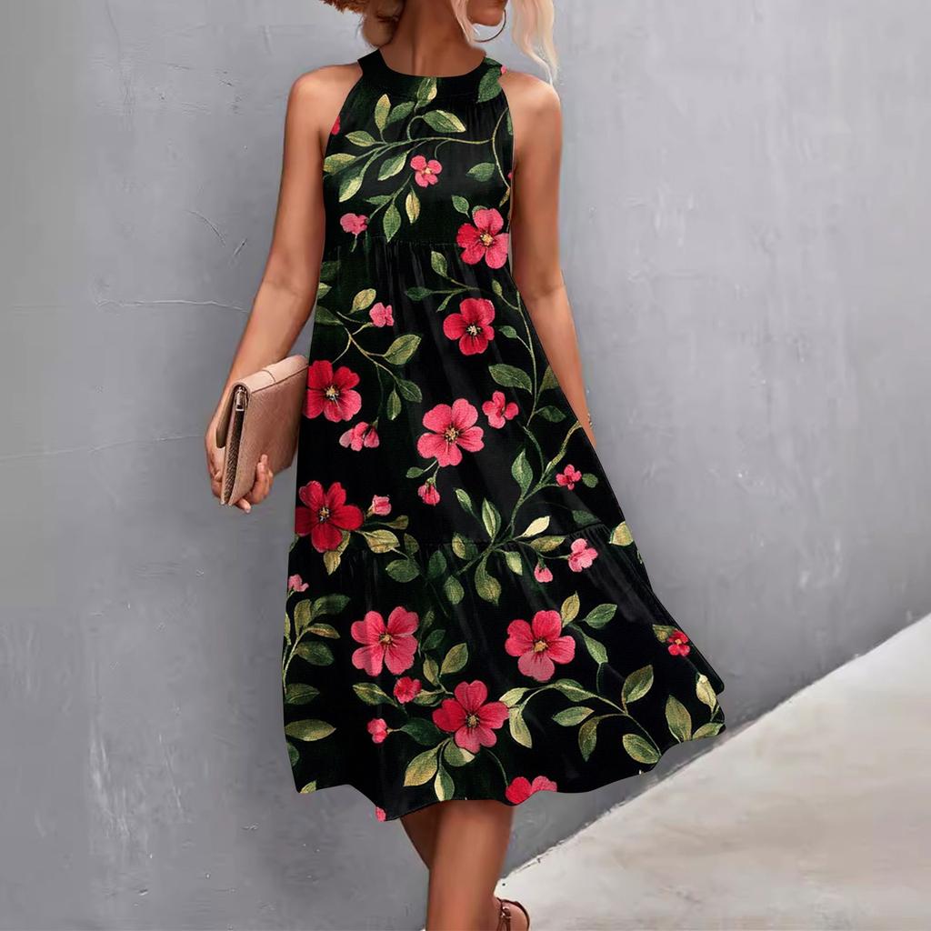 Женские летние платья без рукавов с принтом ко Дню святого Валентина, свободные, повседневные, с висячим вырезом, пляжные платья