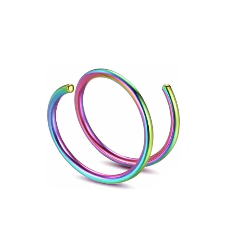 1 шт. Двойное кольцо для носа из нержавеющей стали, спиральный пирсинг носовой перегородки, хрящевые серьги-кольца для трагуса, хеликса для женщин, украшение для ноздри