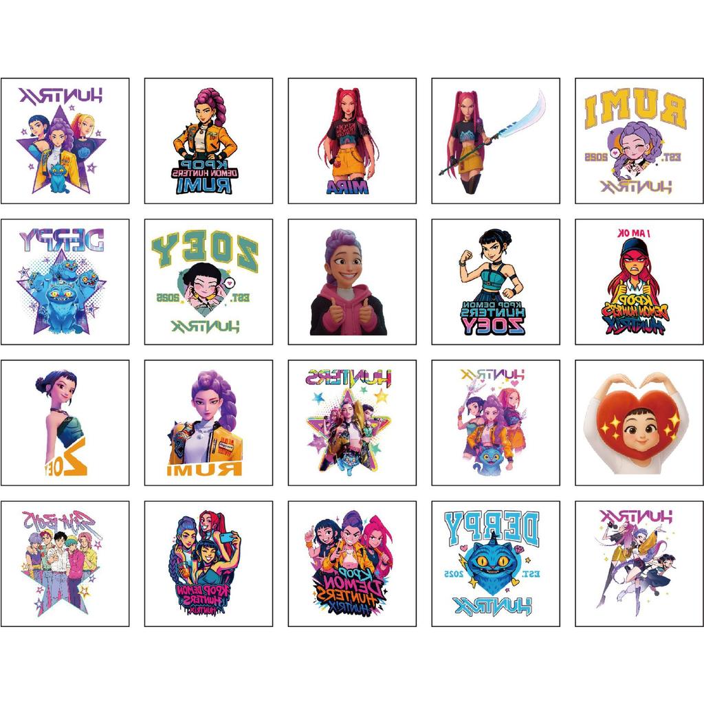 20 шт. Временные тату-наклейки Rumi Kpop Demon Hunters, милый мультяшный дизайн, водостойкие, забавные, для вечеринки, идеи рождественских подарков