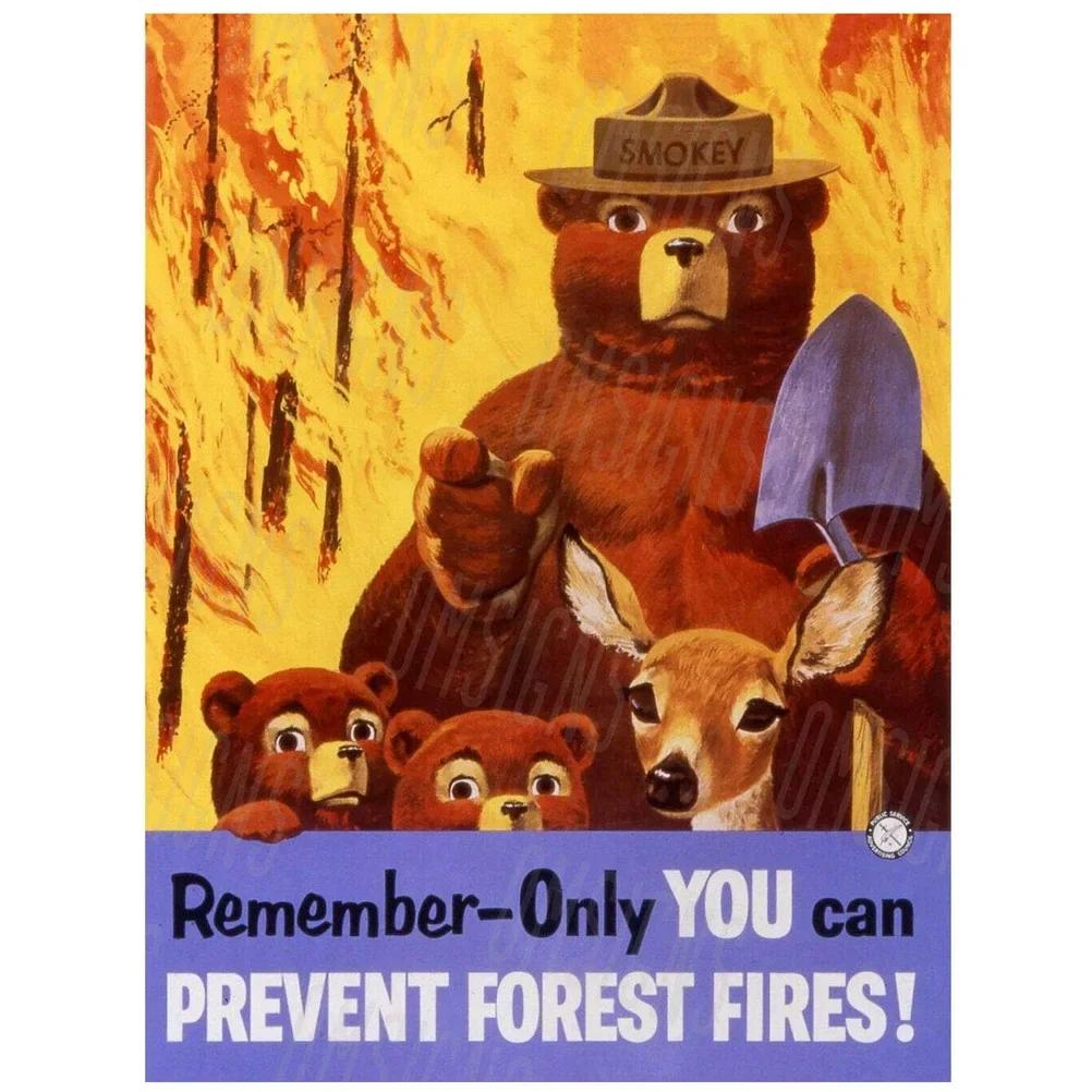Warning Metal Tin Signs Plaque Prevent WildFires Wall Decoration Vintage Iron Painting Art Posters for Forest Home Cafe Club Bar