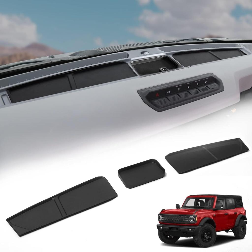 Mabett Car Dash Non-Slip Rubber Pad 3 PCS For Ford Bronco Accessories 2024, Non-Slip Shock Proof Dashboard Mat Fit Bronco 2/4-Door, Car Interior