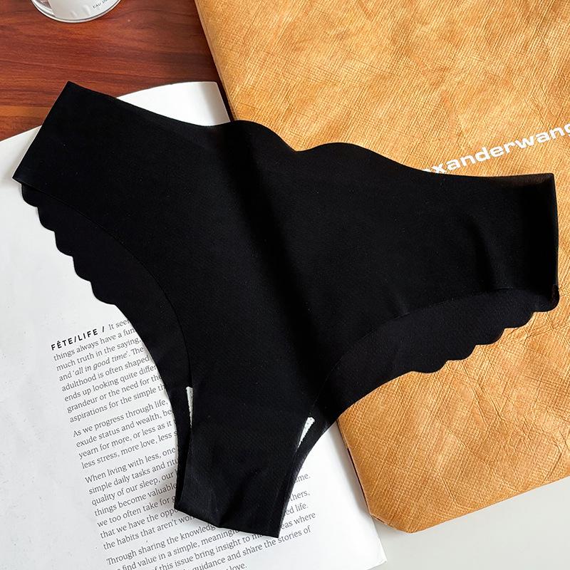 Женские прозрачные трусики Ice Silk с низкой талией, сексуальное однотонное нижнее белье с волнистым краем в форме буквы Т