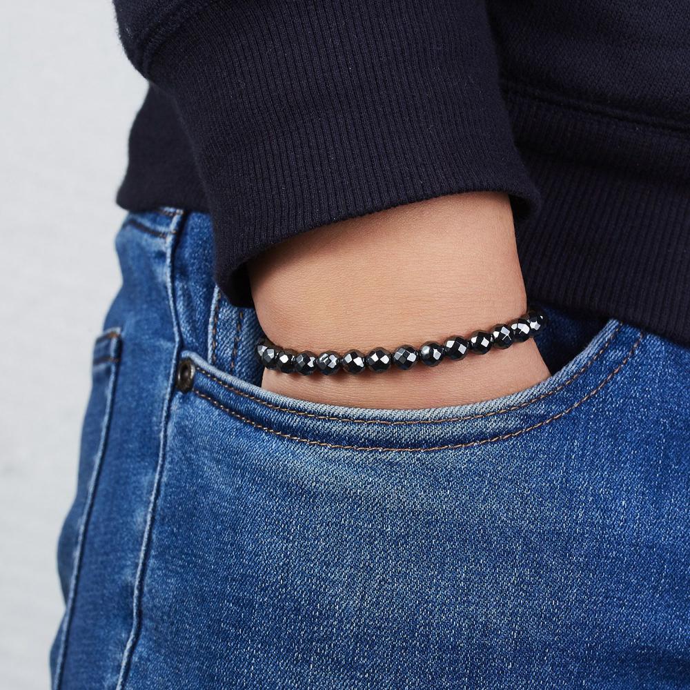 Women Health Care Mens Jewelry Adjustable Hematite Beaded Black Hematite Stone Beads Bracelet