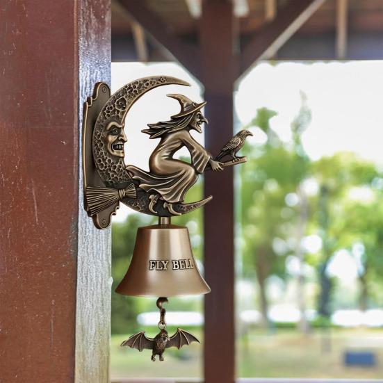 Halloween Door Bell Ornament Vintage Metal Witch Reaper Ghost Pumpkin