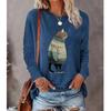 2025 Autumn & Winter Women's New Casual Crew Neck Long Sleeve Top 3D Cat Pattern