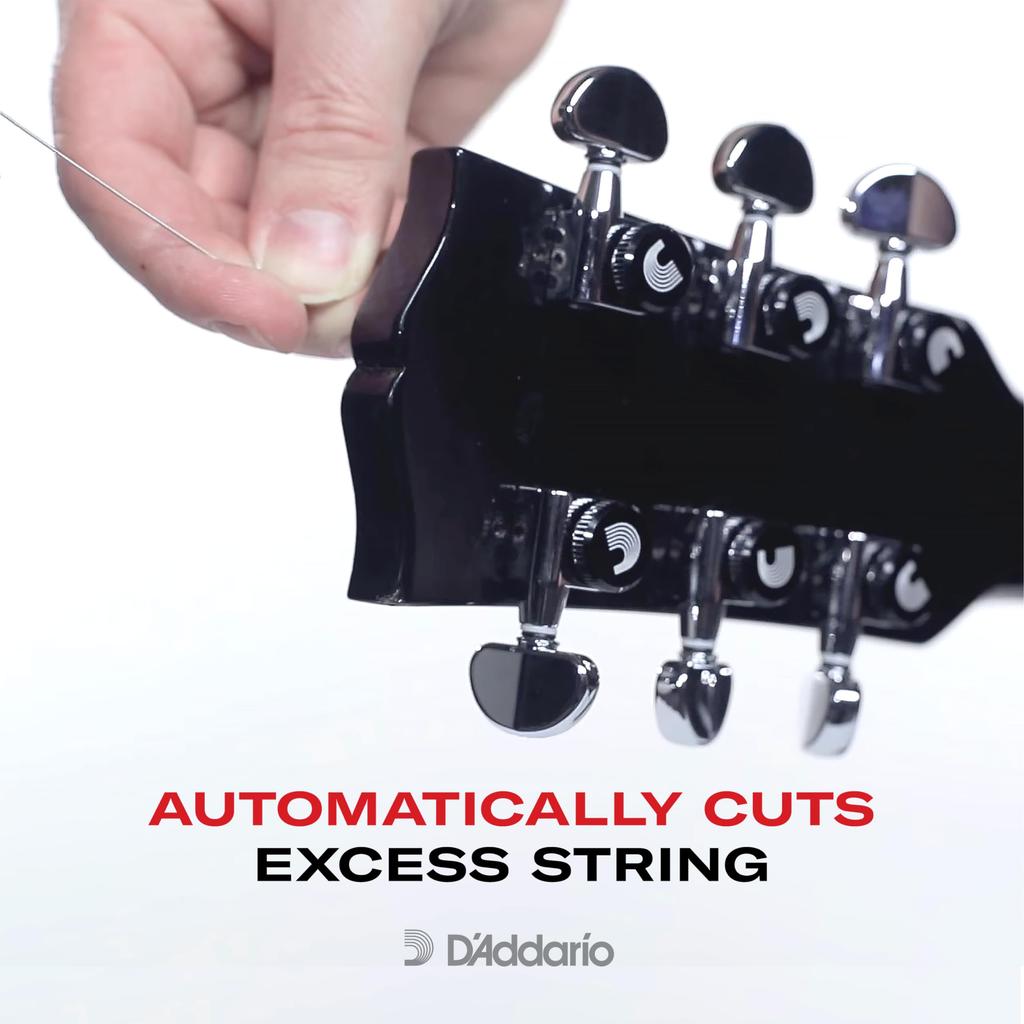 Tuning Machines with String Cutter and Locking D'Addario Auto-Trim Built-in Function, Black, PWAT-6R2 (In-Line)