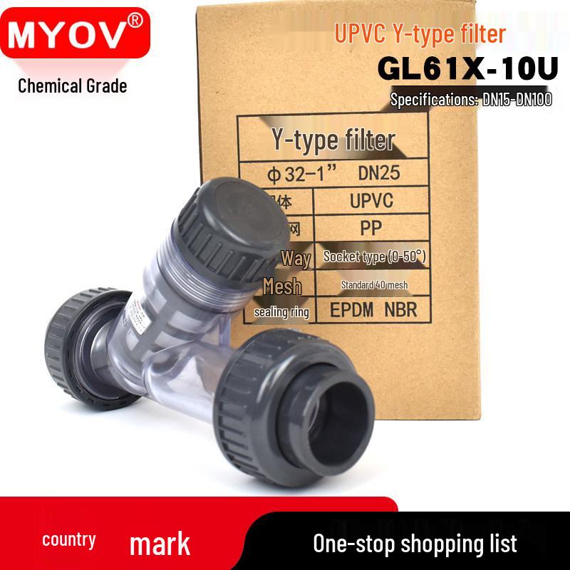 UPVC Transparent Y-Type Double Union Corrosion-Resistant Pipe Filter