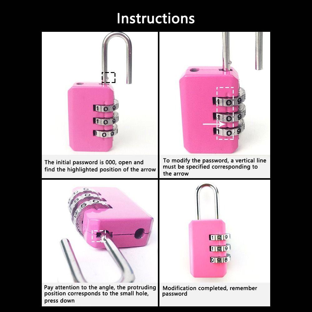 Combination Lock Backpack Zipper Lock 3 Digit Password Lock Dormitory Cabinet Lock Luggage Padlock