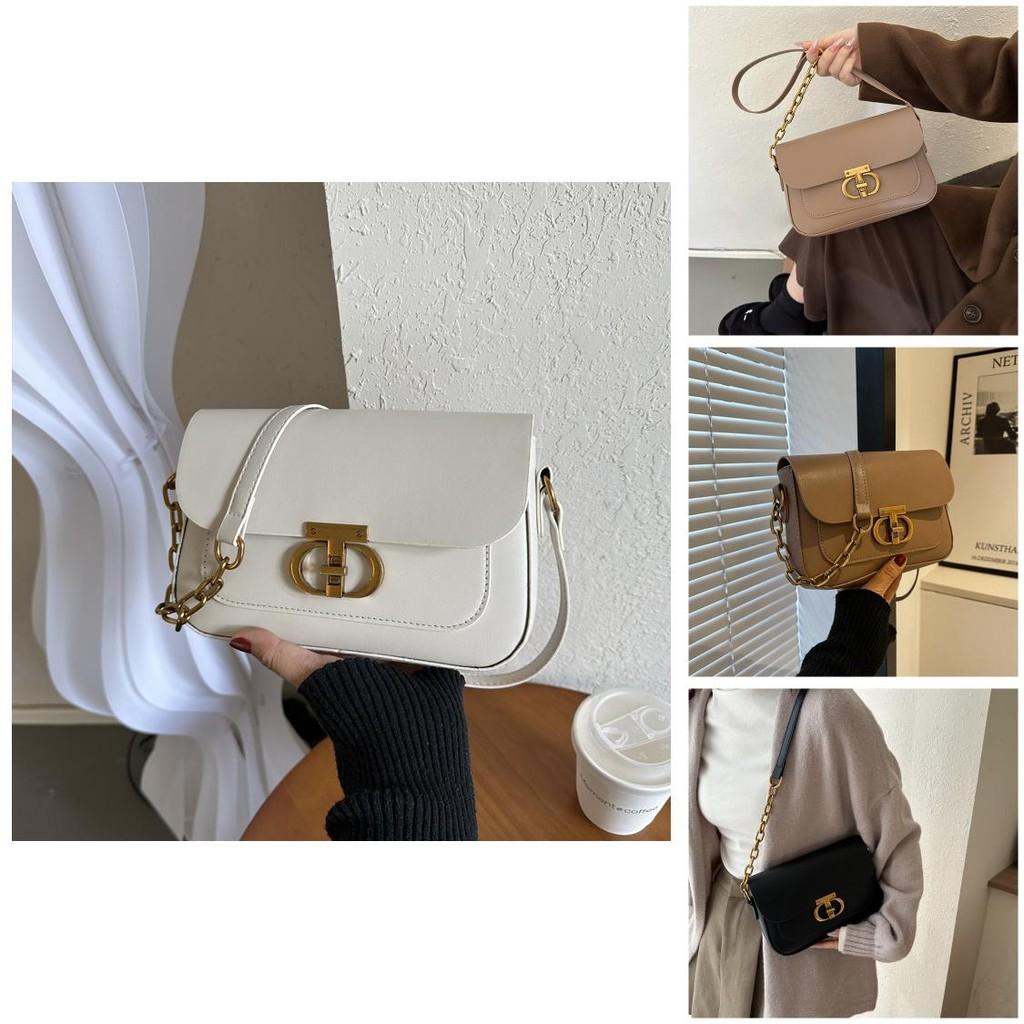 French Style Women's Bag 2023 Autumn And Winter New Tide Pure Color Pu Small Square Bag Street Fashion Daily Shoulder Bag