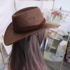 Linen Western Cowboy Hat Wide Brim Beach Sunscreen Cap Vintage Summer Sun Hat Woman/Female