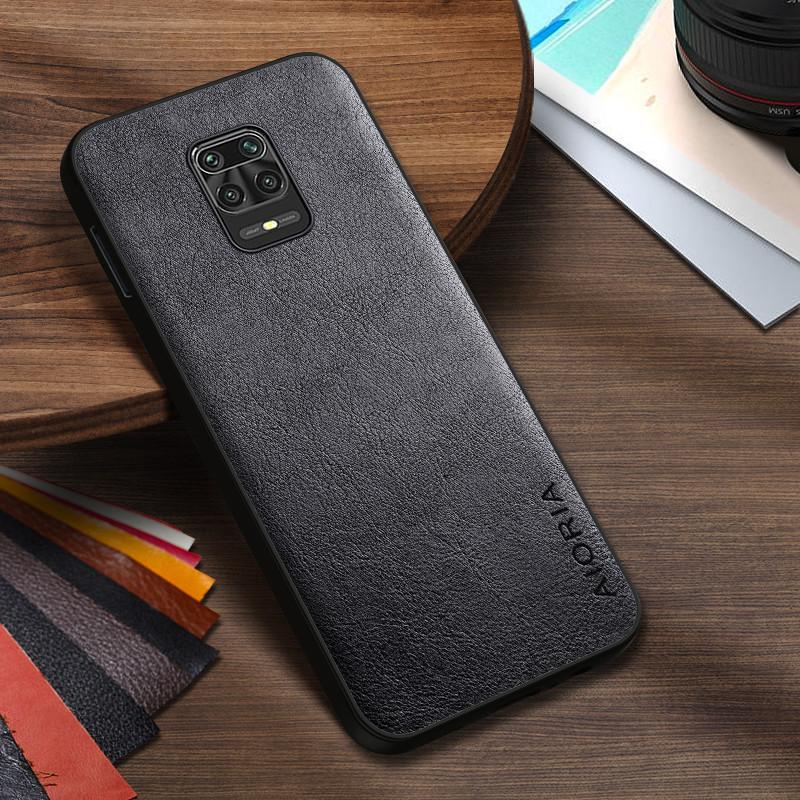 Роскошный чехол из ПУ-кожи для Redmi Note 9 Pro 9S Деловой однотонный дизайн чехла для телефона Мягкий ТПУ&Жесткий ПК