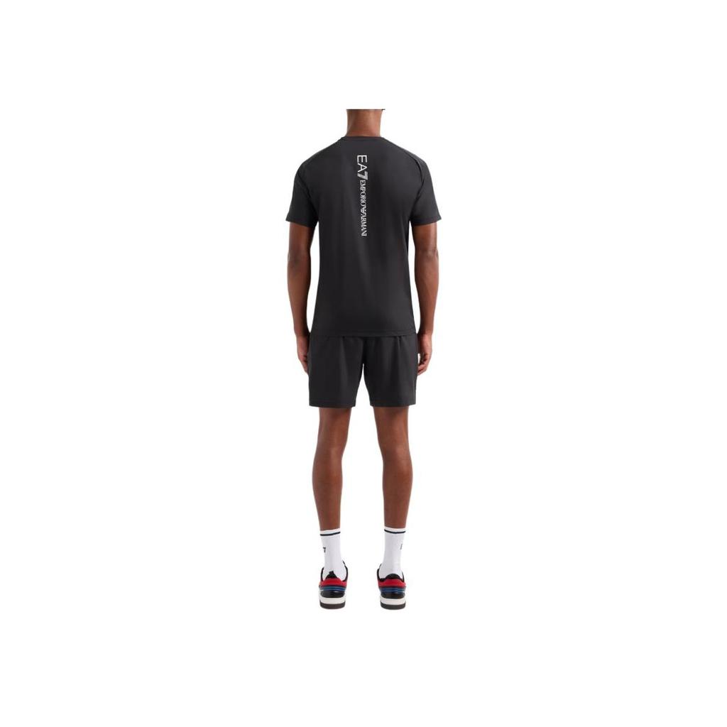 Emporio Armani EA7 Набор спортивный повседневный мужской с принтом логотипа, круглым вырезом, коротким рукавом, Черный 8NPV03-PNDDZ-1200