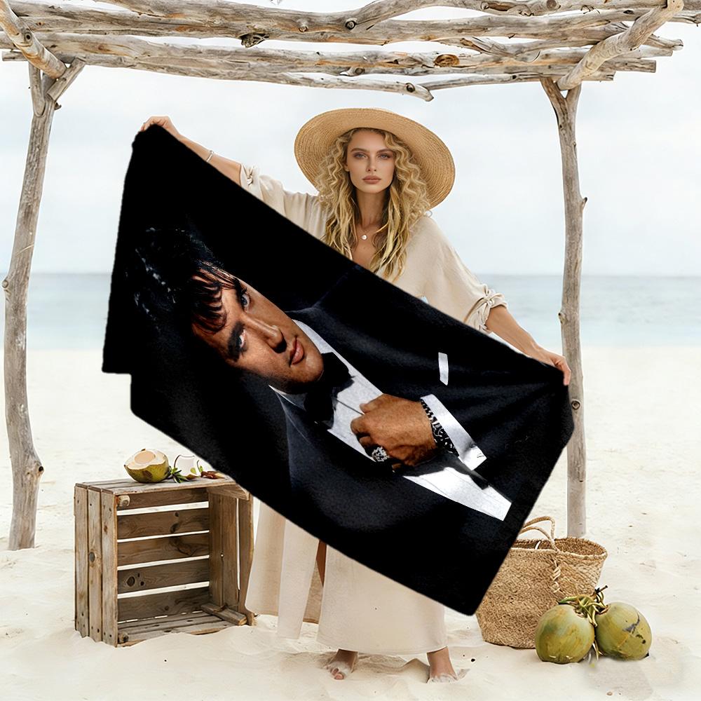 Elvis: Iconic Legend Beach Towel High Absorbency & Quick-Dry Comfortable Lightweight Suitable for Swimming, Gym, Camping, Yoga Vacation