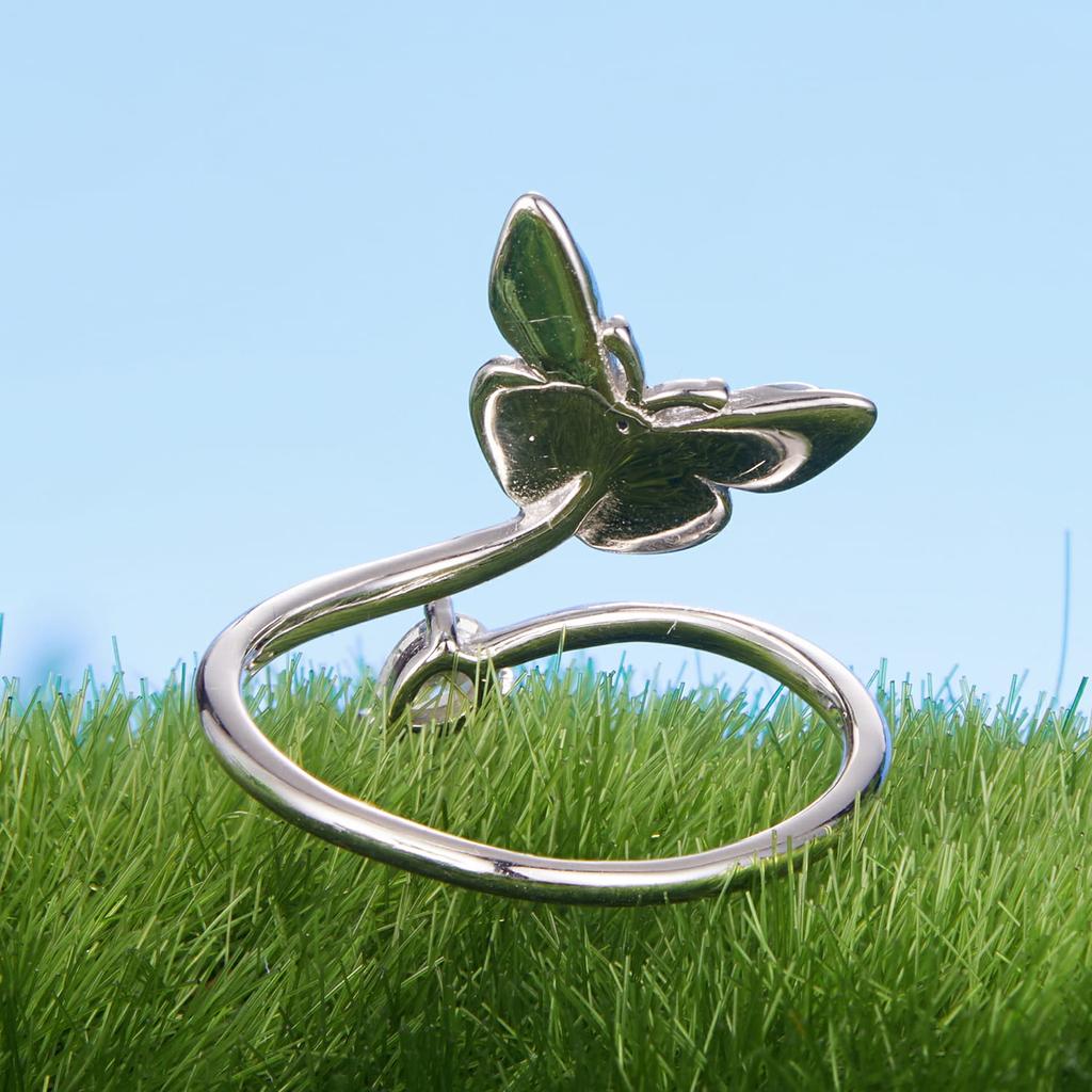 Silver universal ring blue butterfly silver 925