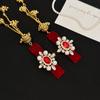 Vintage Red Velvet Hair Clip with Tassel New Chinese Style Side Hair Accessory for Women Elegant Hairpin