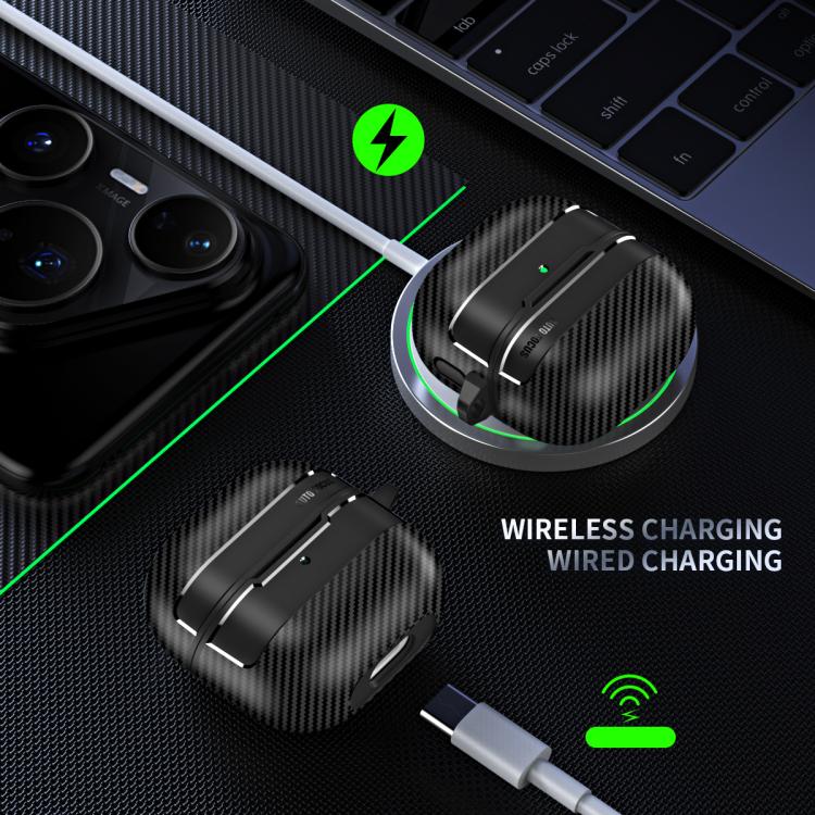 Carbon Fiber Texture PC Shockproof Earphone Protective Case For Huawei FreeClip 2 Wireless Earbuds