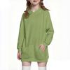 Children's Fashion Solid Color Long Sleeved Hooded Sweatshirt Girls' Mid Length Hoodie Top