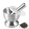 Stainless Steel Spice Grinder With Mortar and Pestle Herbs Spice Grinder Bowl Seasoning Mill Pill Crusher