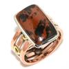 Кольцо из натурального красного дерева и обсидиана, двухцветное, из стерлингового серебра 925 пробы, размер S.9.5 o5d10