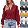 Women's Fashion Casual Solid Colour V-Neck T-Shirt Loose Long Sleeve Top