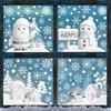 Christmas Decorations, White Snowflakes, Snowmen, Static Cling Stickers, Shop Window Decorations, Glass Stickers