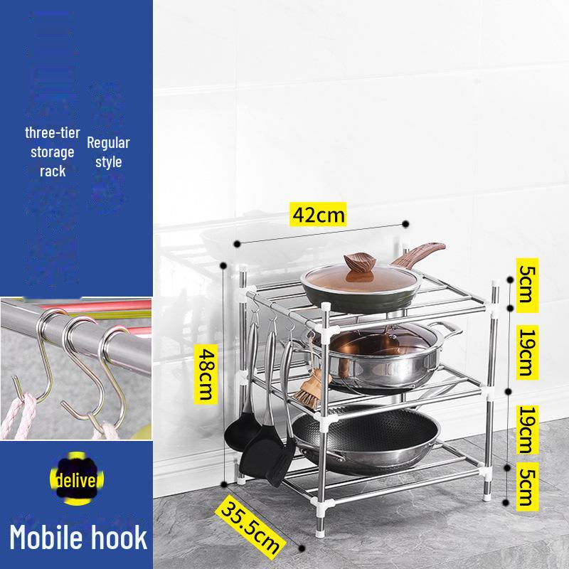 Многоуровневая напольная подставка для кастрюль и раковин из нержавеющей стали — простая установка