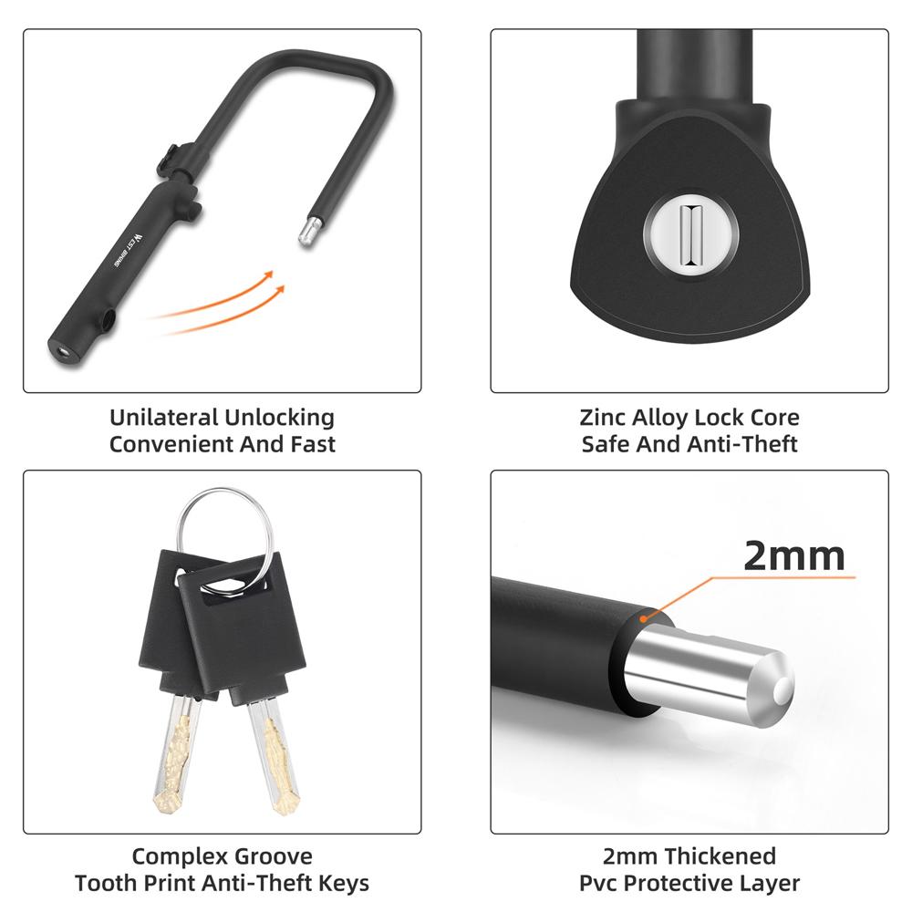 Велосипедный замок WEST BIKING U-Lock, сверхмощный противоугонный замок для велосипеда и мотоцикла с 2 ключами и замком