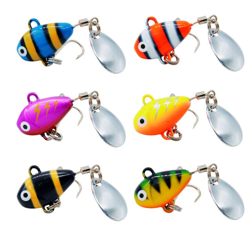 Sinking Rotate Spoon Metal Sequin Treble Hook Wobblers Crankbaits VIB Lure Metal Fishing Bait