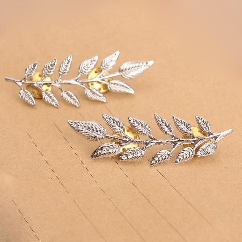 1 пара модных булавок для воротника рубашки костюма в виде листьев из сплава, броши, пуговица для воротника свитера для мужчин и женщин, повседневные модные аксессуары для одежды
