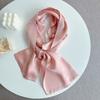 Pink Satin 100% Mulberry Silk Solid Color Long Scarf 150x16cm Thin Narrow Double-Layered Smooth High-End Tie Ribbon Neckband